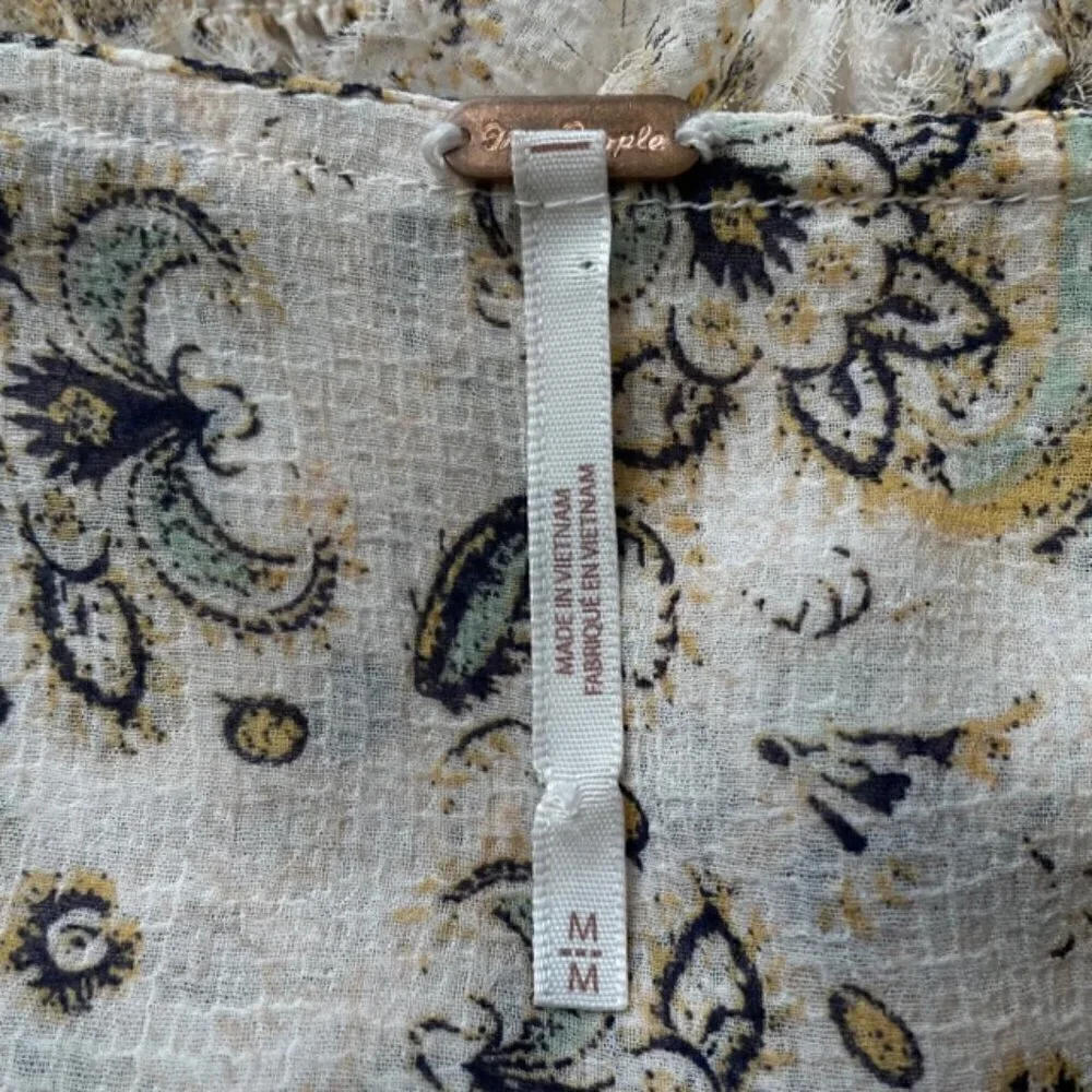 FREE PEOPLE Lolita Floral Square Neck Cropped Blouse - Size Medium